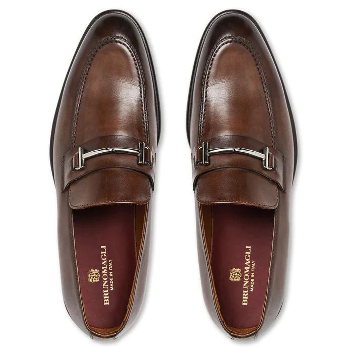 Bruno Magli Sante Double Gore Leather Bit Loafers Brown