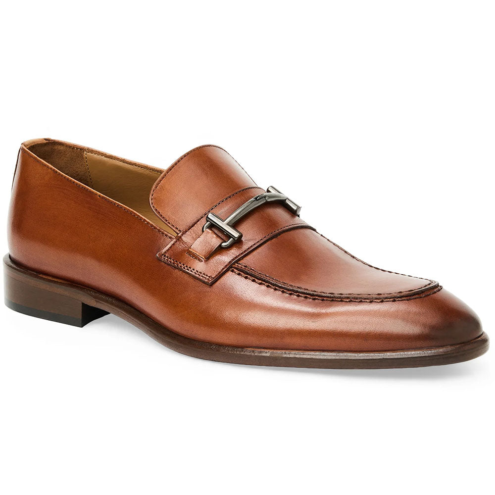 Bruno Magli Sante Double Gore Leather Bit Loafers Cognac
