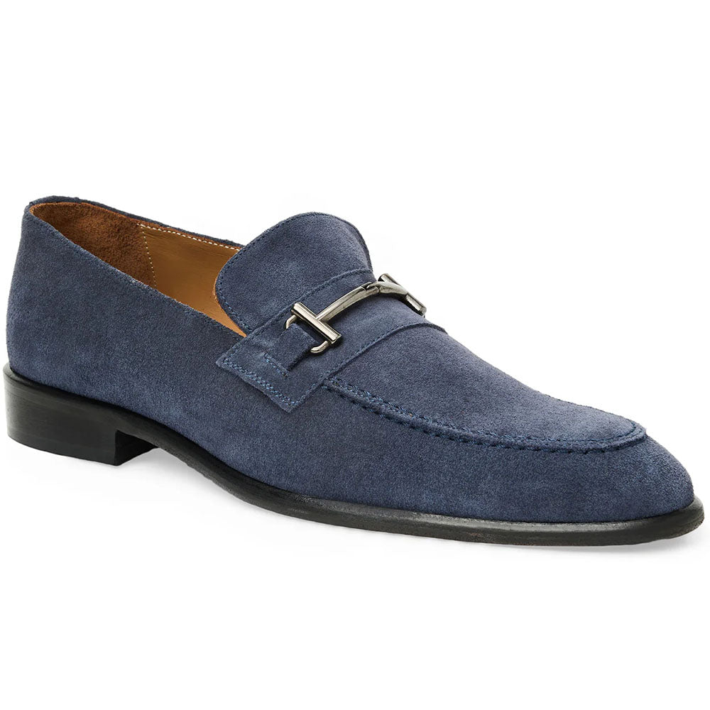Bruno Magli Sante Double Gore Suede Bit Loafers Navy
