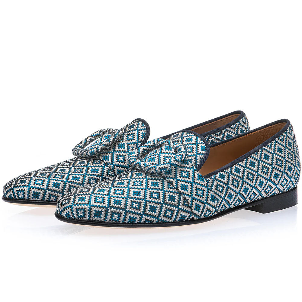 Superglamourous Savoy Bodrum Canvas Slippers Blue