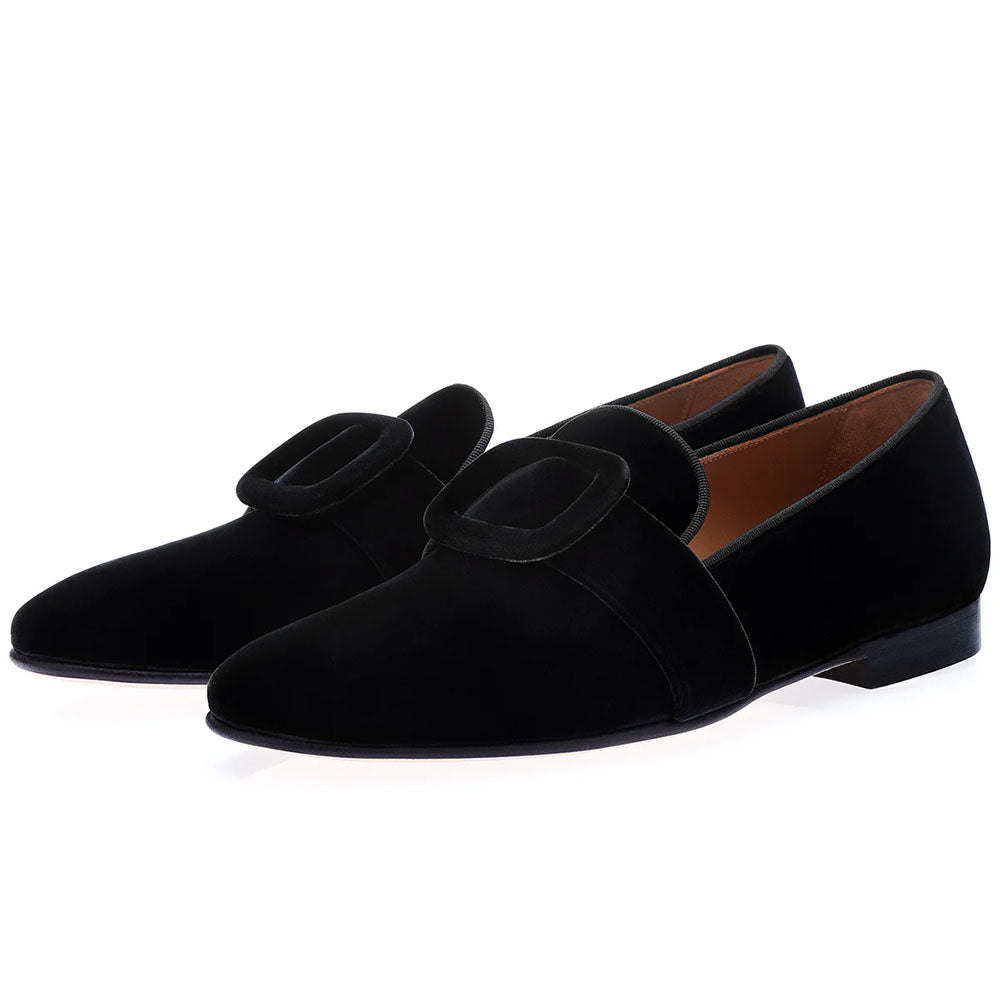 Superglamourous Savoy Velour Slippers Black