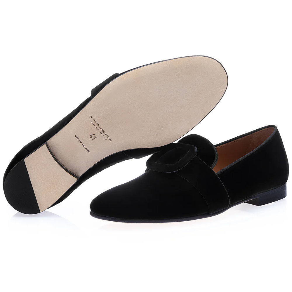 Superglamourous Savoy Velour Slippers Black