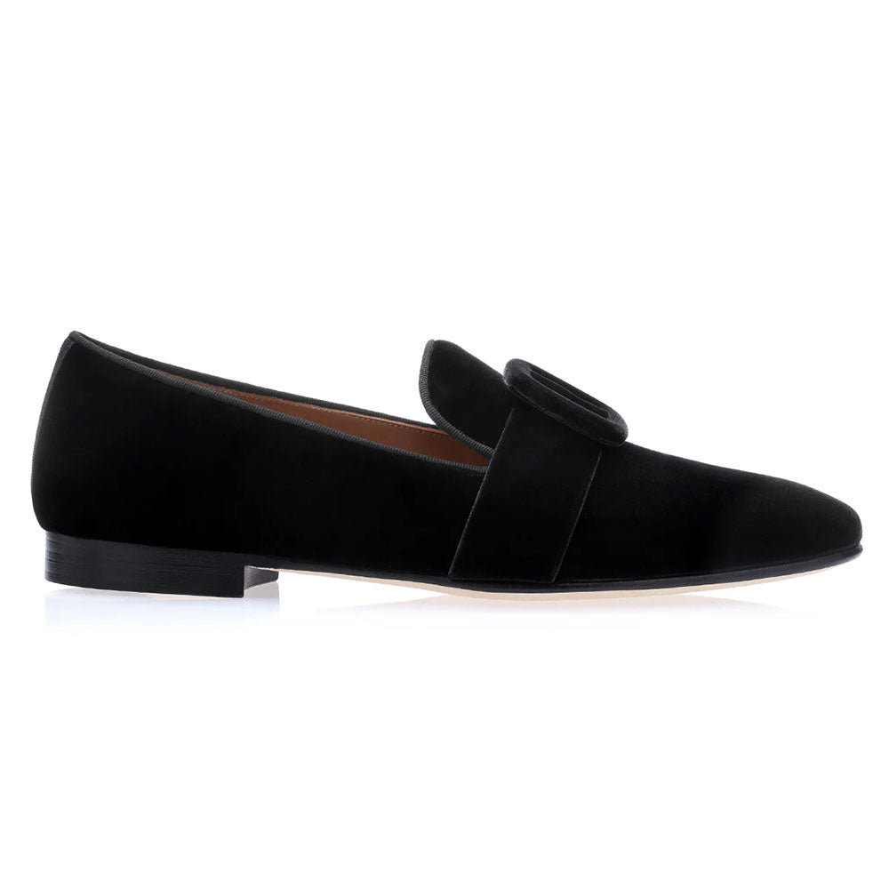 Superglamourous Savoy Velour Slippers Black
