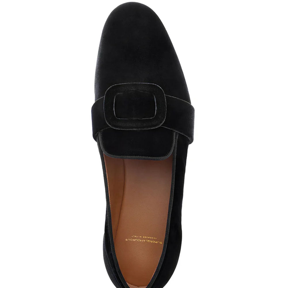 Superglamourous Savoy Velour Slippers Black