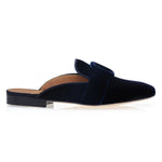 Superglamourous Savoy Velour Mules Navy