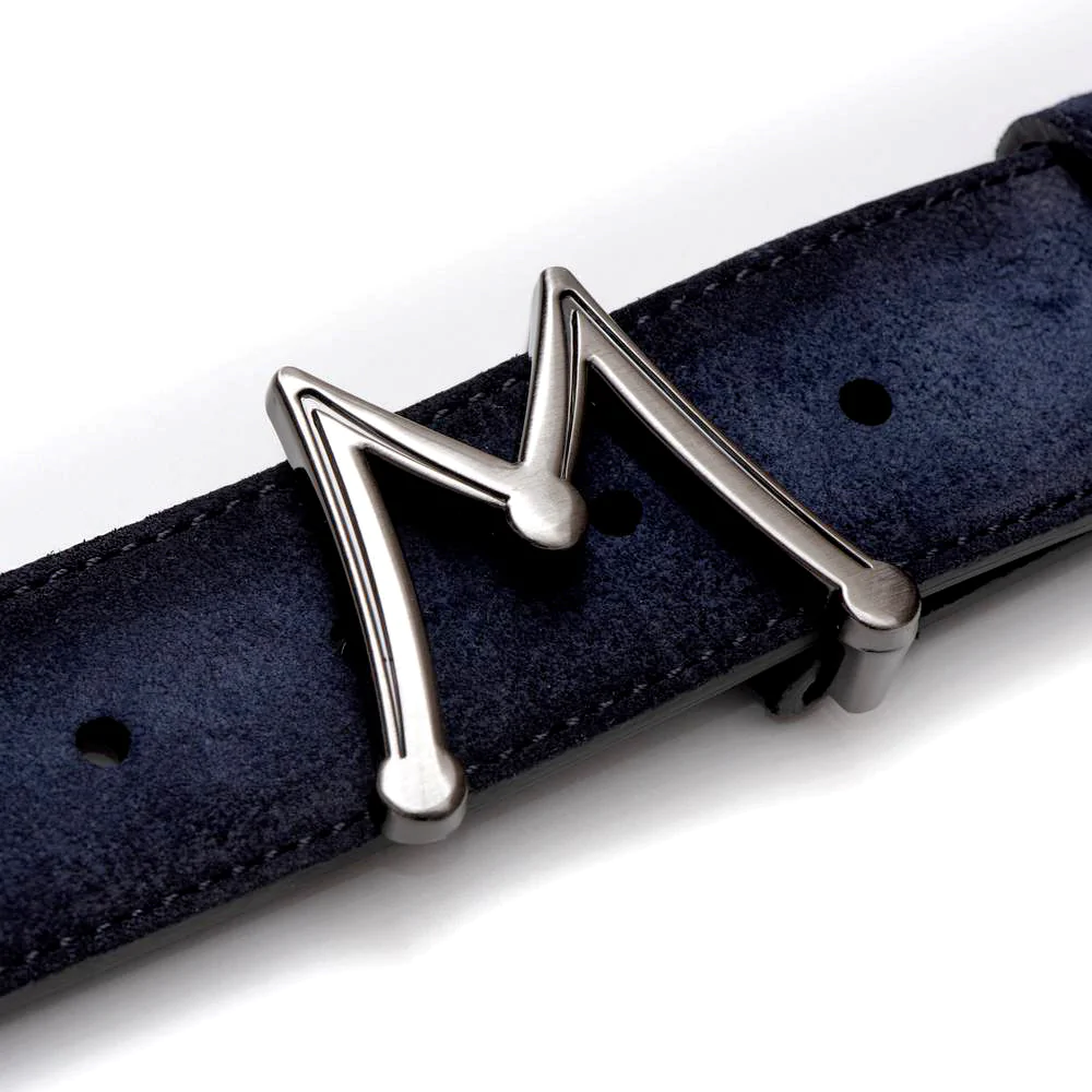 Mezlan Floating Icon Suede Belt Blue