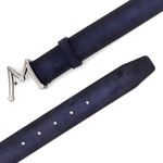 Mezlan Floating Icon Suede Belt Blue 