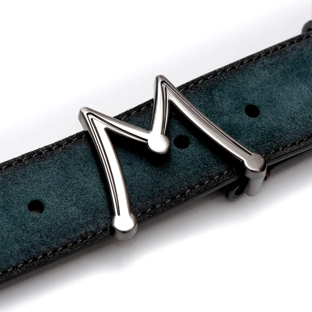 Mezlan Floating Icon Suede Belt Green