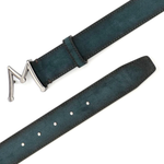 Mezlan Floating Icon Suede Belt Green 