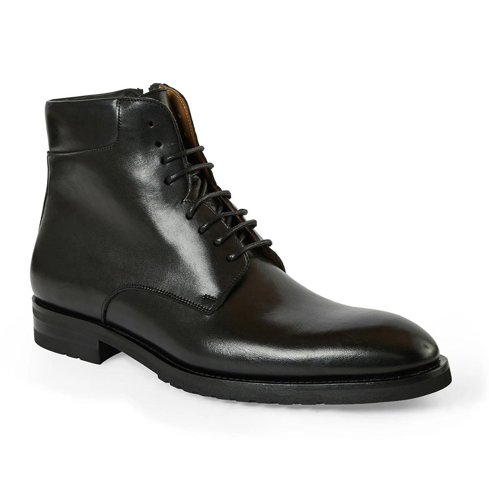 Bruno Magli Secondo Italian Leather Lace Up Boot Black