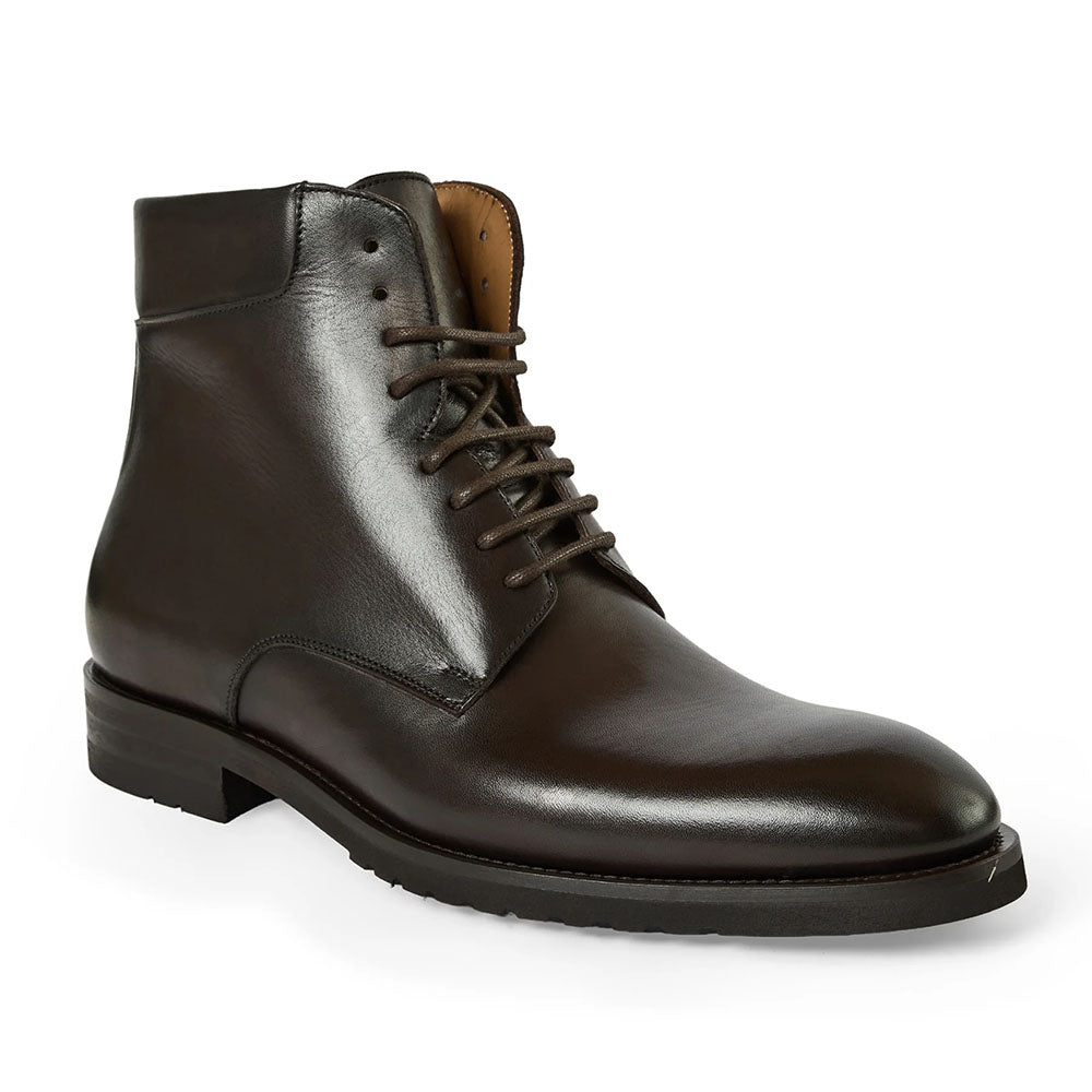 Bruno Magli Secondo Italian Leather Lace Up Boot Dark Brown