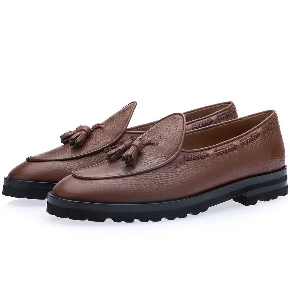 Superglamourous Tangerine 8-T Deer Belgian Loafers Cognac