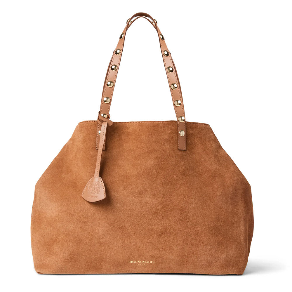 Bruno Magli Women's Sienna Suede Leather Tote Handbag Cognac