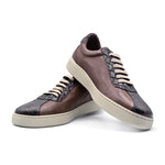 Zelli Calfskin & Crocodile Sneakers Tobacco