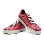 Zelli Calfskin & Crocdile Sneakers Red