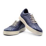 Zelli Calfskin & Crocdile Sneakers Navy