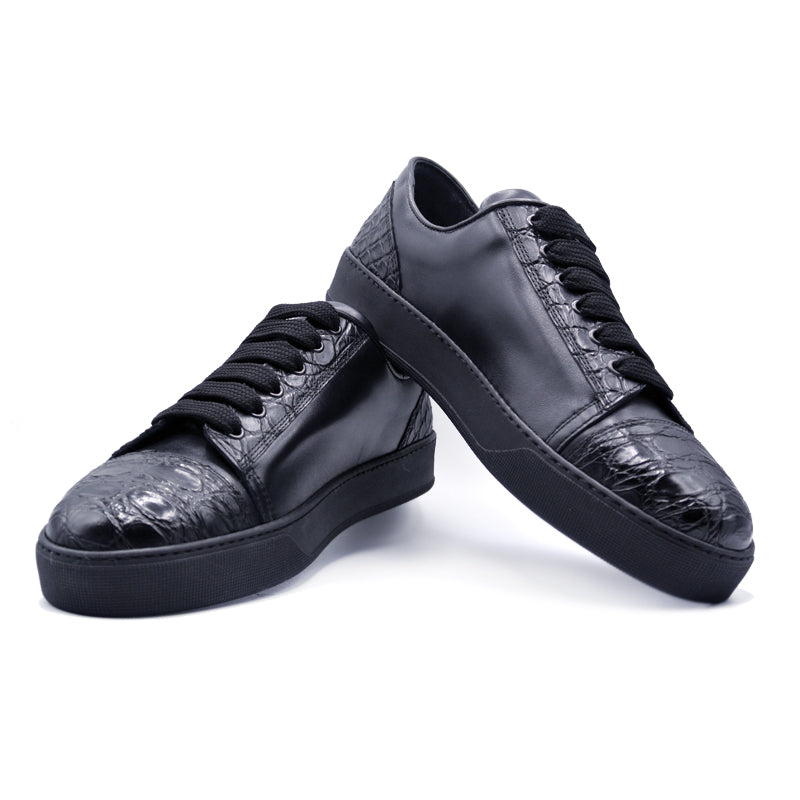Zelli Calf & Crocodile Sneakers Black