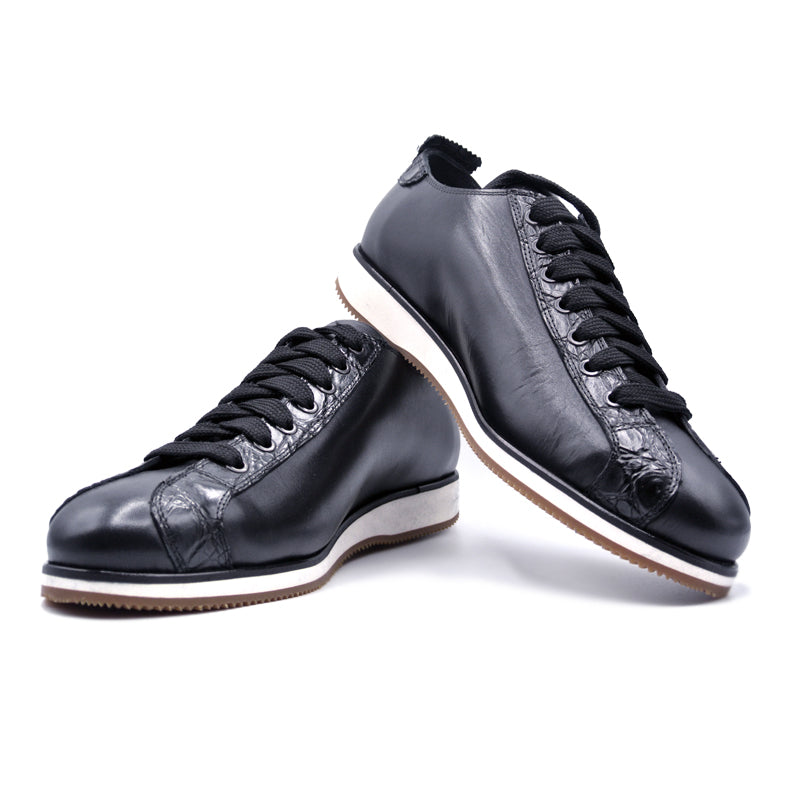 Zelli Calf & Crocodile Sneakers Black