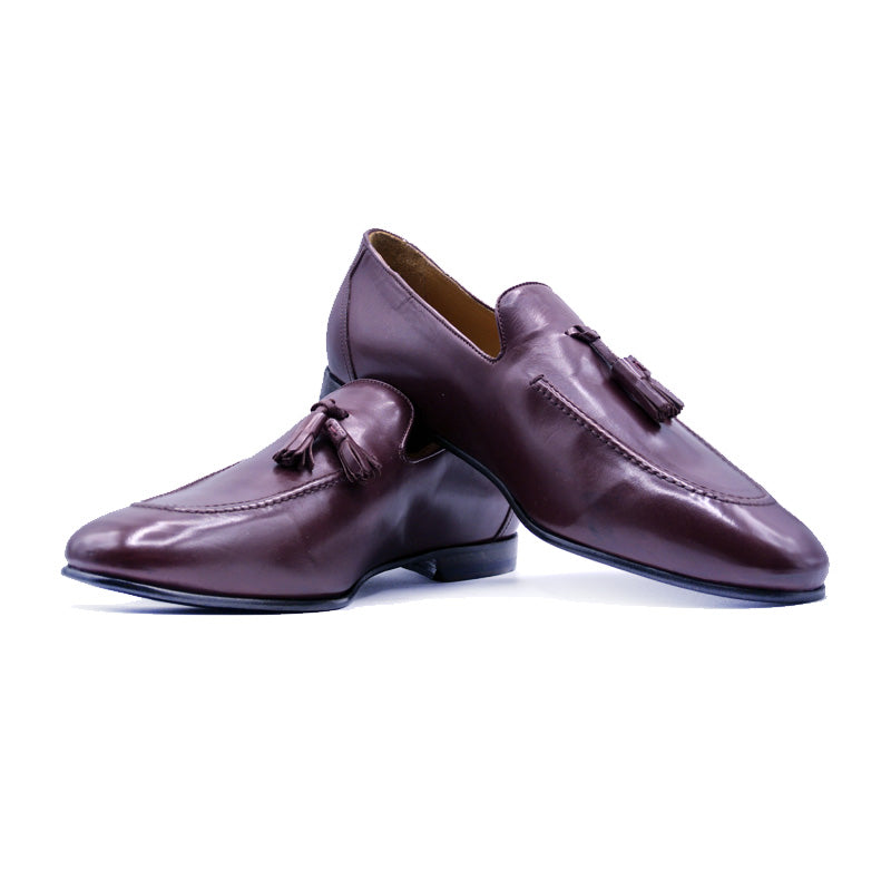 Zelli Calfskin Tassel Loafers - Wine