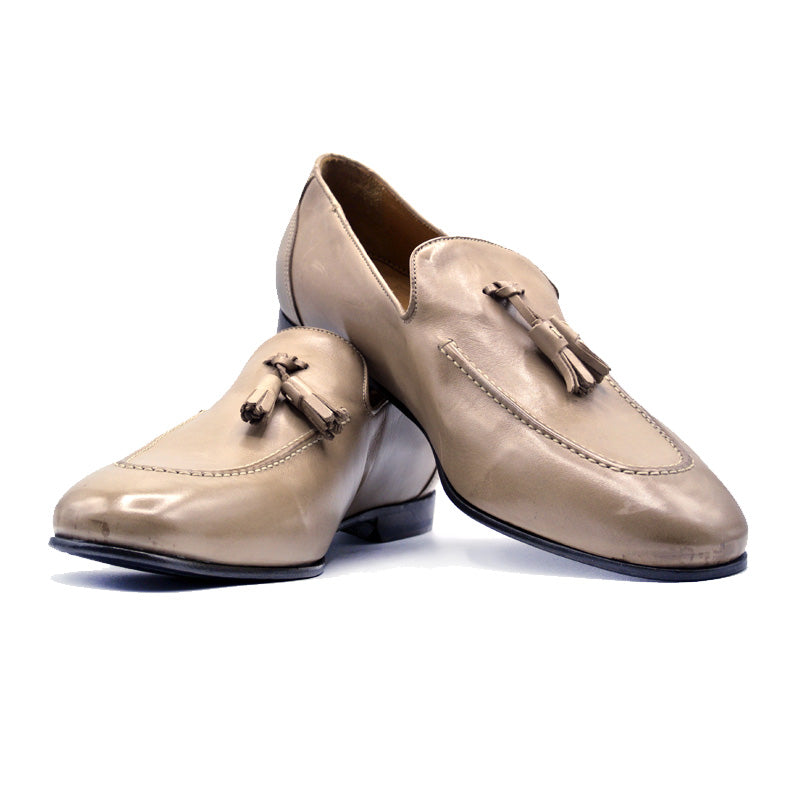 Zelli Calfskin Tassel Loafer - Taupe