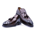 Zelli Calfskin Tassel Loafer with Rope Top Stitch - Dark Brown