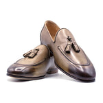 Zelli Calfskin Burnished Tassel Loafer - Brown