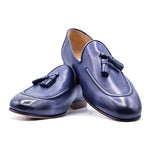 Zelli Calfskin Burnished Tassel Loafer - Blue