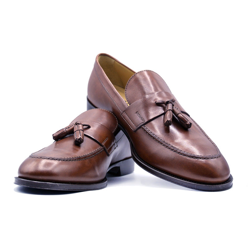 Zelli Calfskin Tassel Loafer - Walnut Brown