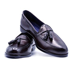 Zelli Calfskin Moccasin Loafer with Crocodile Tassel - Brown
