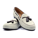 Zelli Canvas Twill Tassel Loafer - Ecru with Nicotine Trim