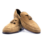 Zelli Suede Calfskin Moccasin Tassel Loafer - Tan