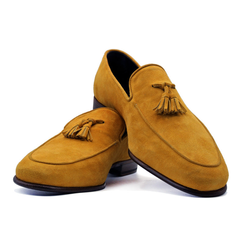 Zelli Sueded Goatskin Tassel Loafer - Mustard