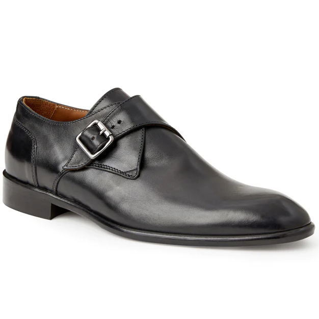 Bruno Magli Solero Leather Single Monkstrap Loafers Black