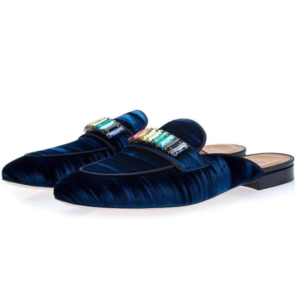 Superglamourous DanDan Wrinkle China Mules Blue