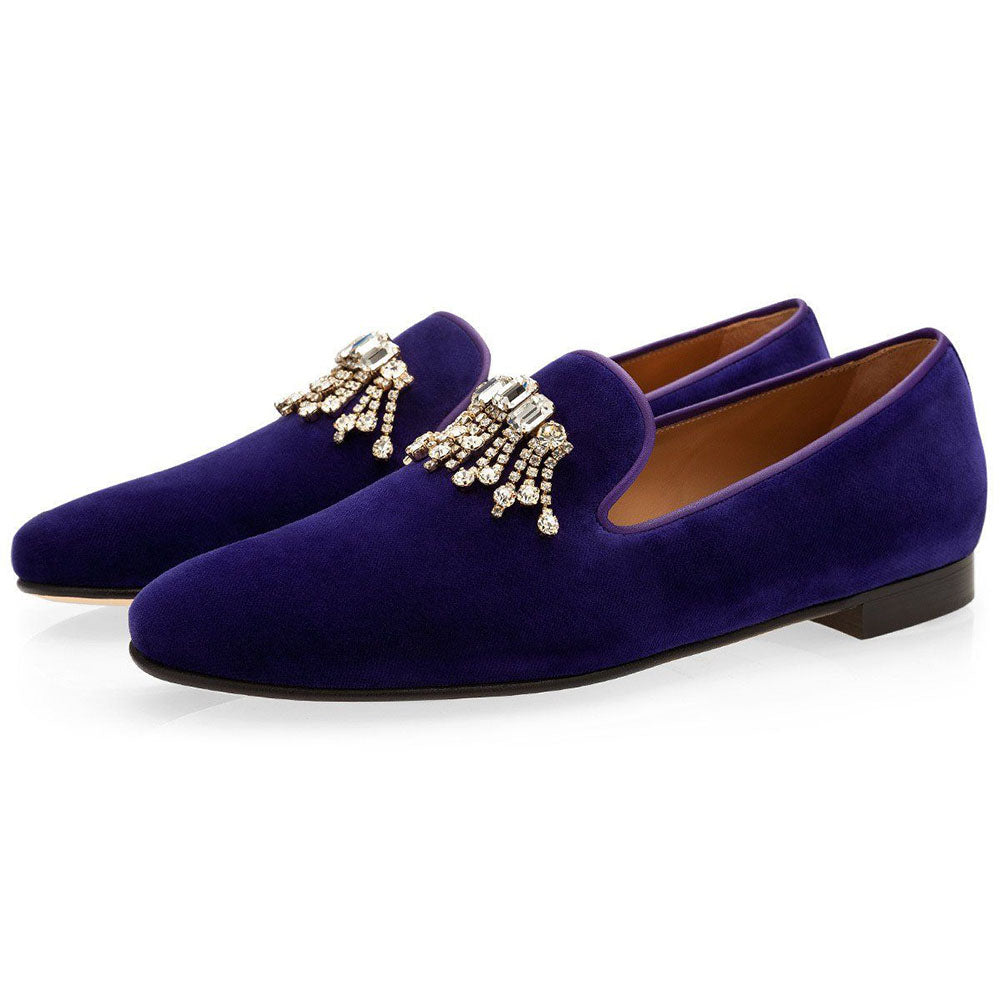 Superglamourous Gilles Velour Slippers Purple