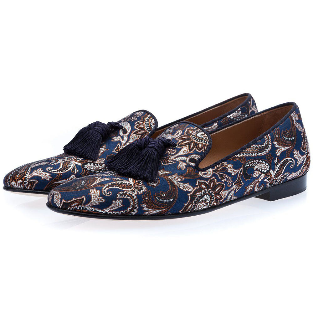 Superglamourous Louis Masato Jaquard Canvas Slippers Navy