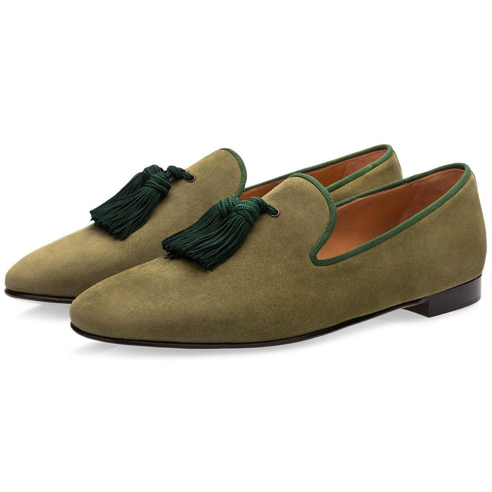 Superglamourous Louis Velukid Suede Slippers Olive