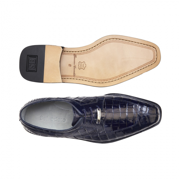 Belvedere Susa Crocodile/Ostrich Shoes Navy