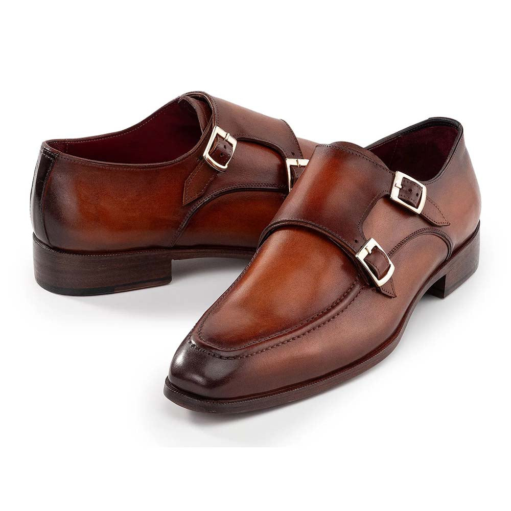Paul Parkman Leather Double Monkstrap Shoes Brown