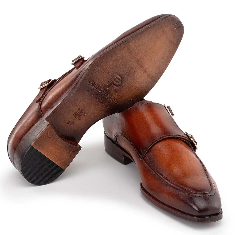 Paul Parkman Leather Double Monkstrap Shoes Brown