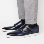 Santoni Freemont 01 Double Buckle Sneaker Light Blue