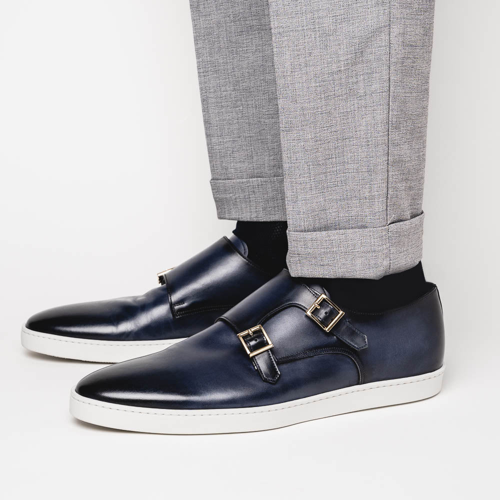 Santoni Freemont 01 Double Buckle Sneaker Light Blue