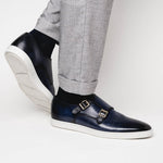 Santoni Freemont 01 Double Buckle Sneaker Light Blue