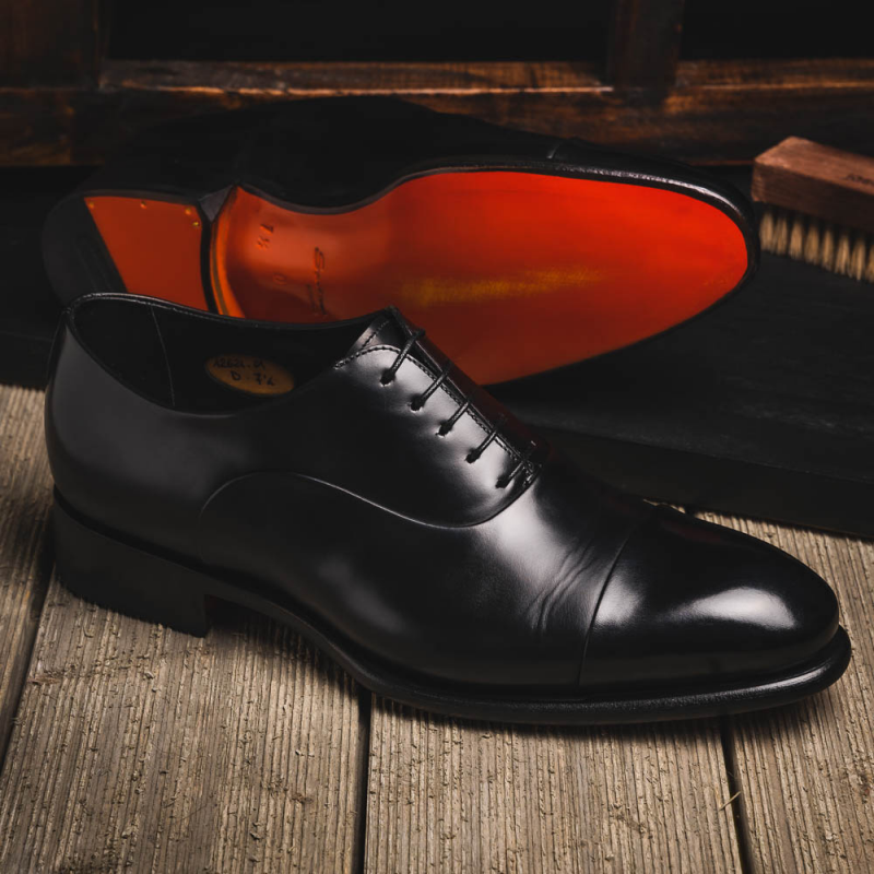 Santoni Isaac V1 Cap Toe Oxford Shoes Black Santoni Isaac V1 Cap Toe Oxford Shoes Black