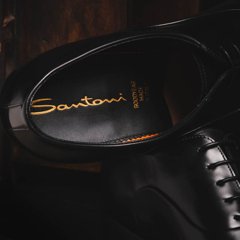 Santoni Isaac V1 Cap Toe Oxford Shoes Black