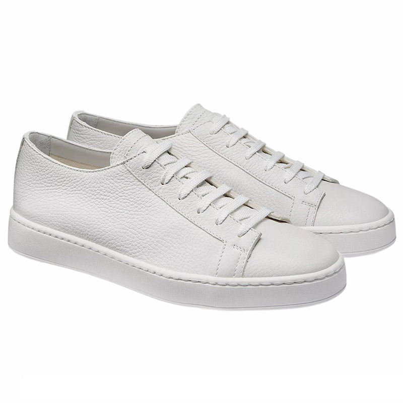 Santoni Cleanic MI Tumbled Calfskin Sneaker White