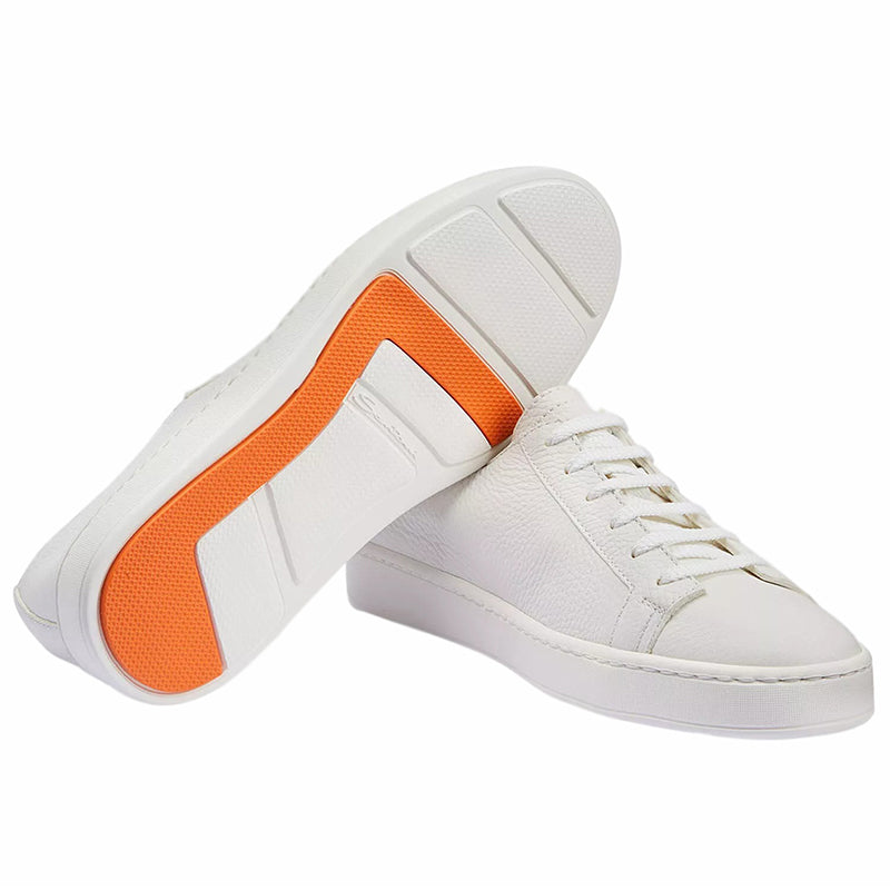 Santoni Cleanic MI Tumbled Calfskin Sneaker White
