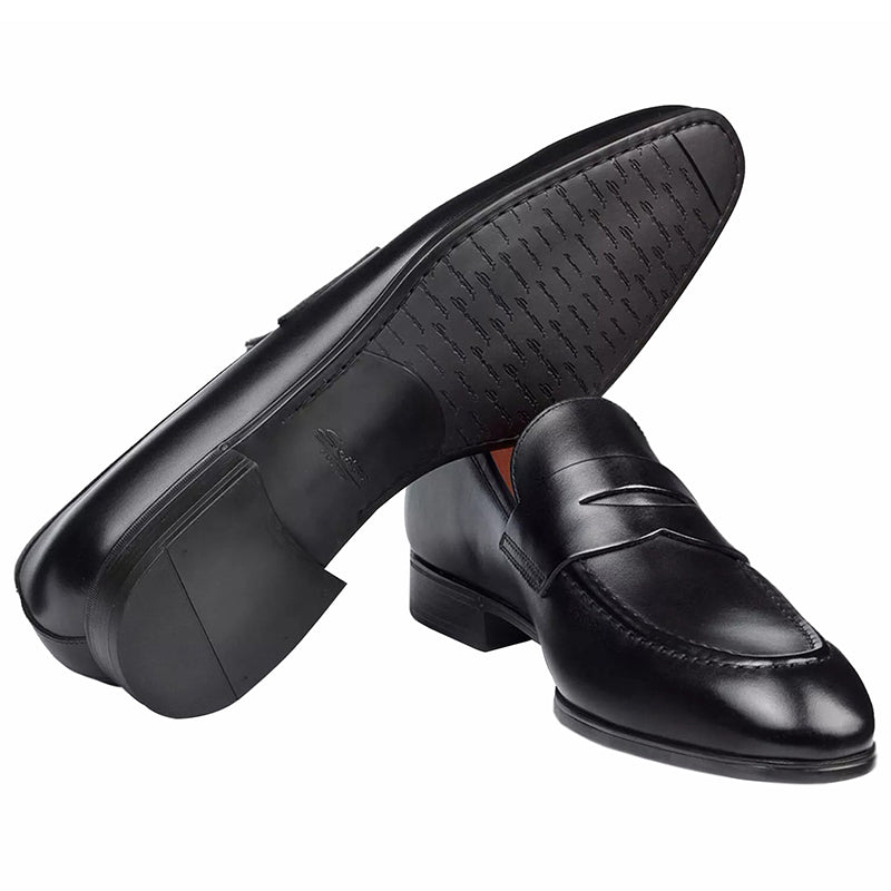 Santoni Gavin Penny Loafer Shoes Black