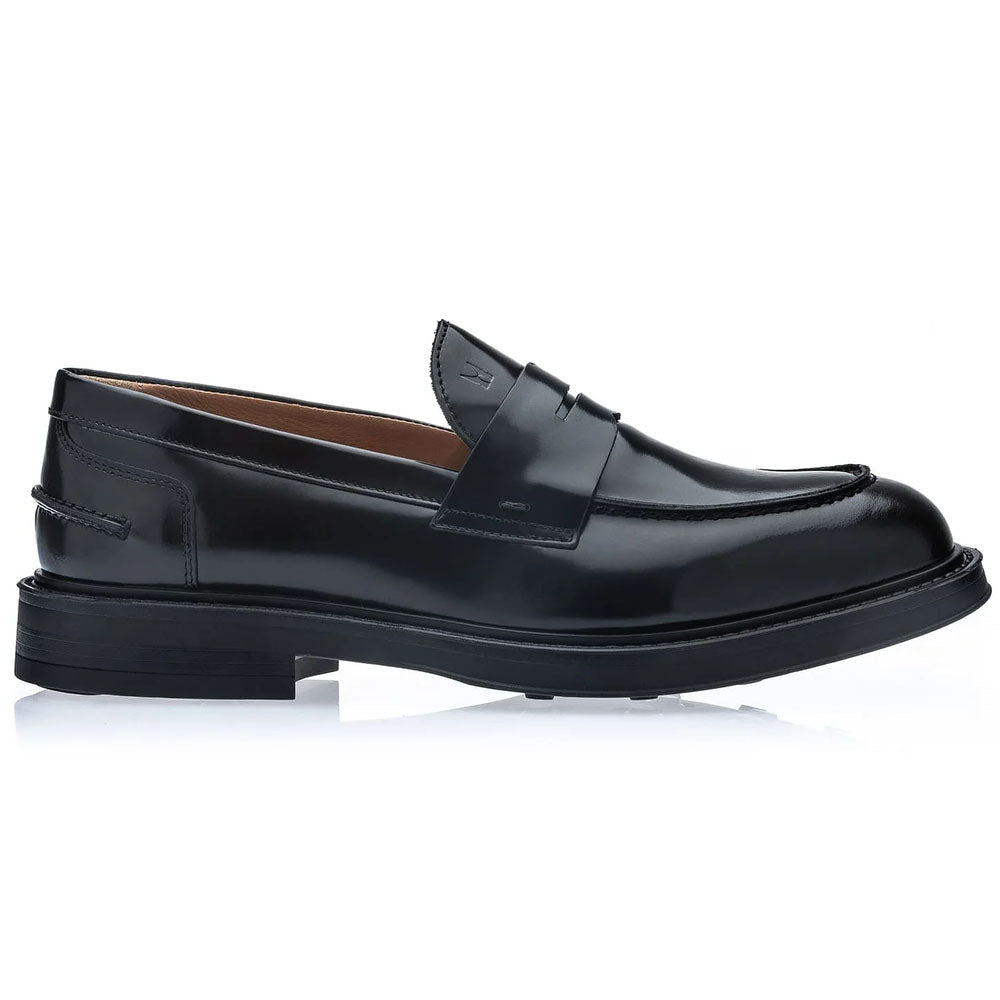 Moreschi Sempione Brushed Leather Penny Loafer Black