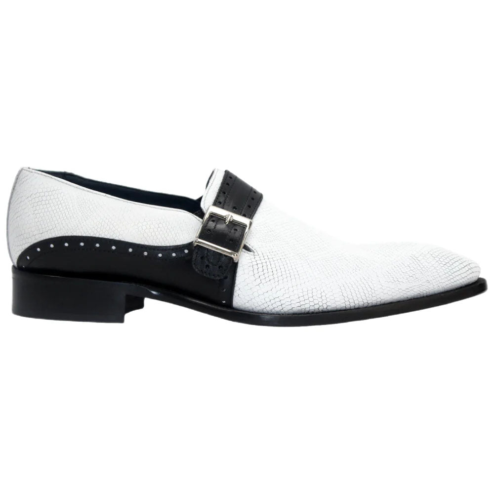 Duca by Matiste Sezze Embossed Snake Leather Shoes White / Black